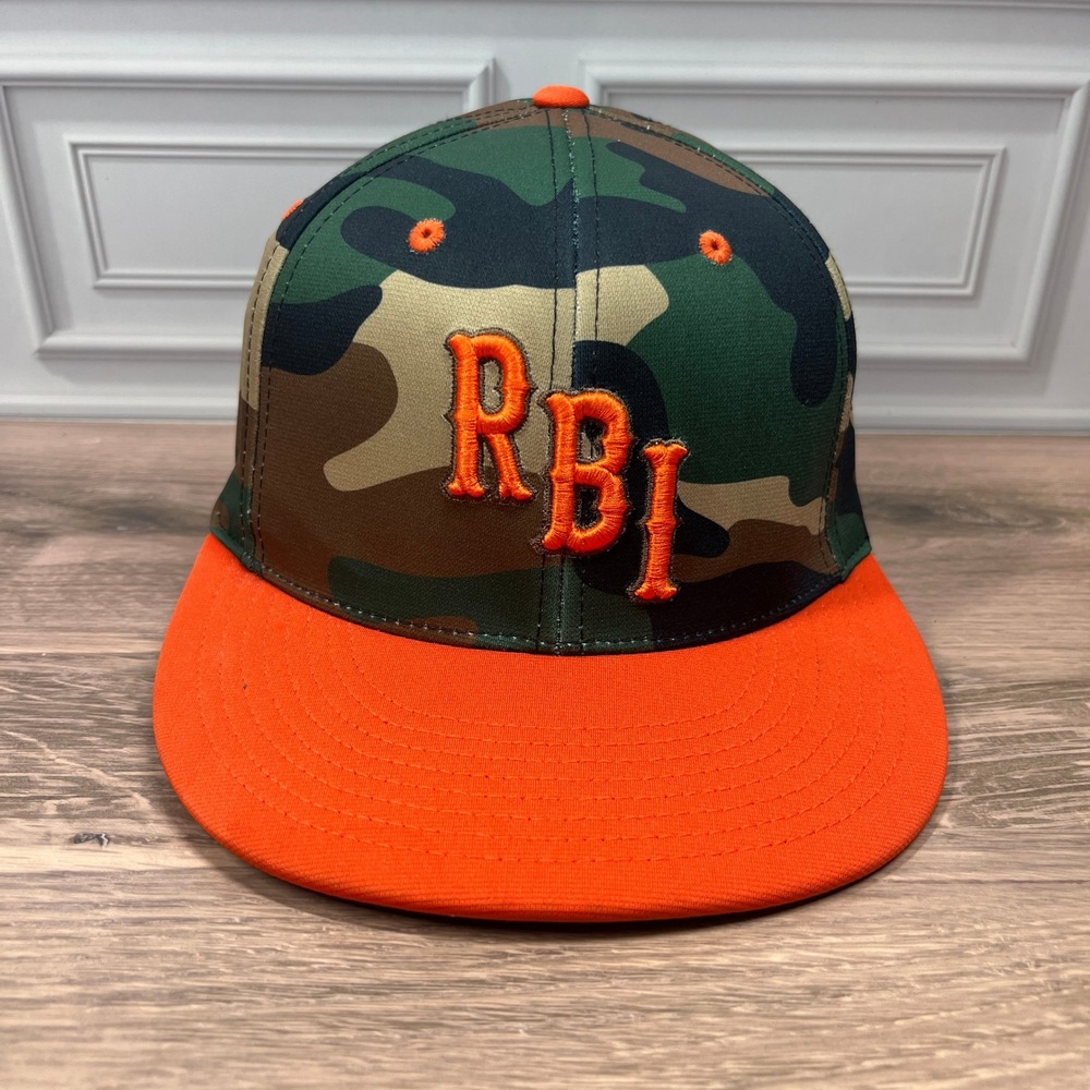 Richardson PTS20 Baseball Cap‎ Mens SM-MD Camo Orange RBI Dirtbags Flat Bill Hat